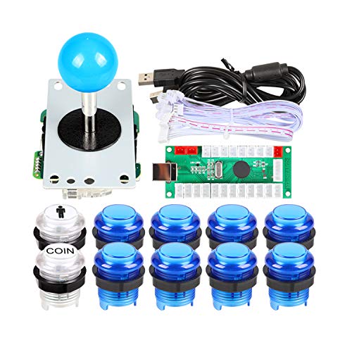 EG STARTS 1 Spieler USB LED Encoder zu PC-Spiele Blaue Aufkleber Controller + 10x LED beleuchtet Tasten für Arcade Joystick DIY Kits Teile Mame Raspberry Pi von EG STARTS