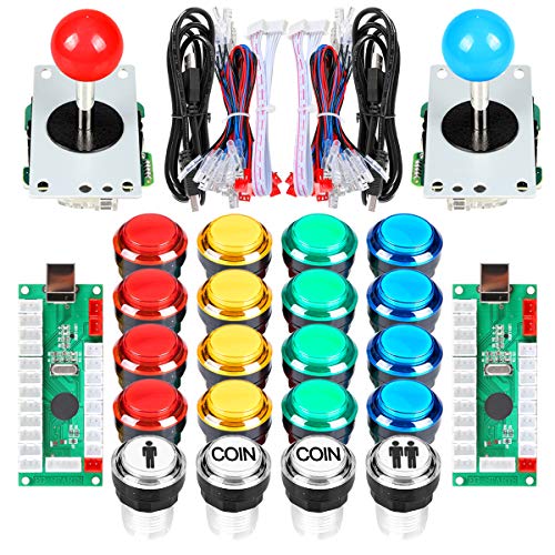 EG STARTS 2 Spieler Klassische Arcade DIY Kit USB-Encoder zu PC Joystick Spiele + 2X 5Pin Rocker + 16x 30mm 5V LED beleuchtet Taste 1 + 2 Spieler Münze Tasten für Raspberry Pi 1 2 3 3B Mame Fighting von EG STARTS