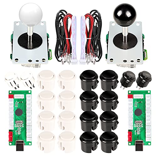 EG STARTS Arcade DIY Kits Controller USB Encoder für PC-Spiele 8 Wege Stick + 4x 24mm + 16x 30mm Druckknöpfe für Arcade Cabinet Joystick Mame Raspberry Pi 1 2 3 KOF Teile weiß/schwarz von EG STARTS