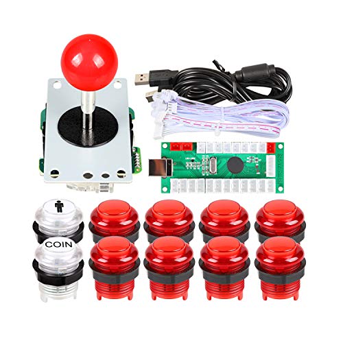 EG STARTS Nullverzögerungs USB LED Encoder um PC Spiele Red Aufkleber Controller + 10x LED Leuchttaster für Arcade Joystick DIY Kits Teile Mame Raspberry Pi von EG STARTS