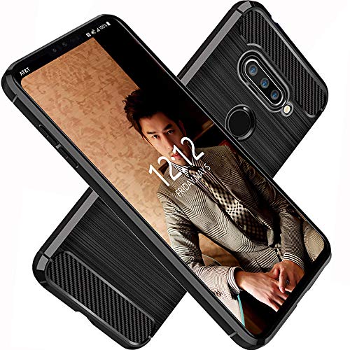 EGALO Kompatibel mit LG V40 ThinQ , LG V40 Handy-Schutzhülle, dünn, dünn, stoßdämpfend, LG V40 ThinQ Handyhülle, TPU, flexible Stoßstange, Kohlefaser, LG V40 ThinQ, gebürstetes Schwarz von EGALO