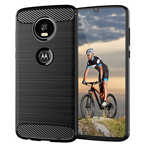 Schutzhülle für Motorola Z4, Moto Z4 Force, dünn, weich, flexibel, TPU, stoßdämpfend, erhöhte Einfassungen, kratzfest, leichte Schutzhülle für Moto Z4 Play, gebürstetes Schwarz von EGALO