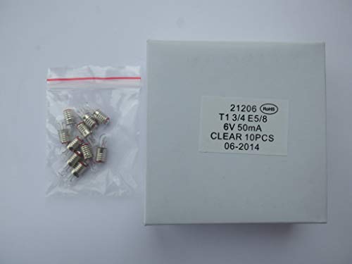 10x Mini-Gluehlampe 6V, Fassung E5, 50mA von EGB