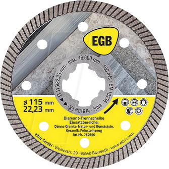 EGB 752690 - Diamant-Trennscheibe 115 mm Beton, Fine Cut, X-Lock von EGB