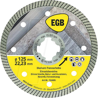 EGB 752695 - Diamant-Trennscheibe 125 mm Beton, Fine Cut, X-Lock von EGB