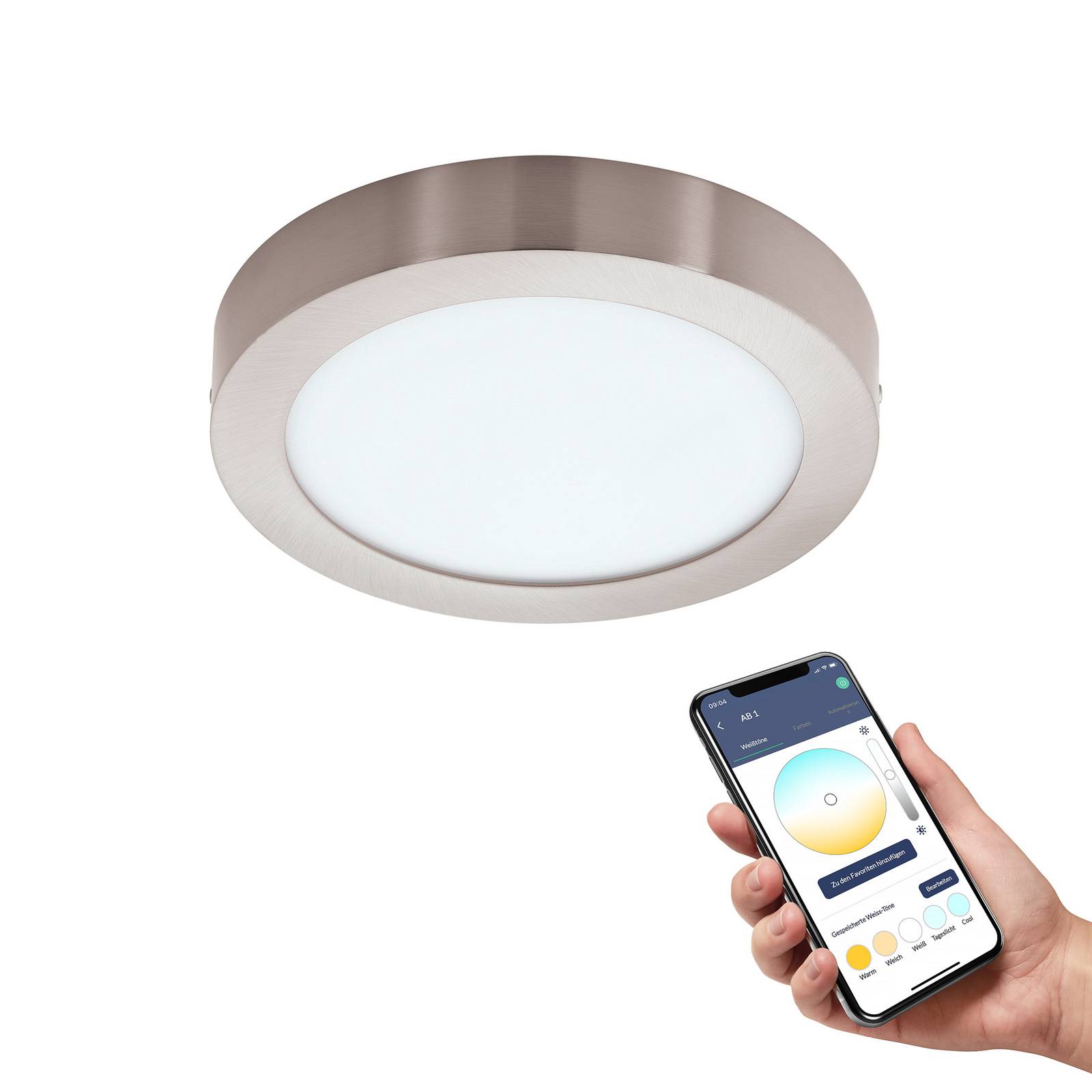 EGLO connect Fueva-Z Deckenlampe, Ø 21cm nickel EGLO connect Fueva-Z Deckenlampe, Ø 21cm nickel von EGLO connect
