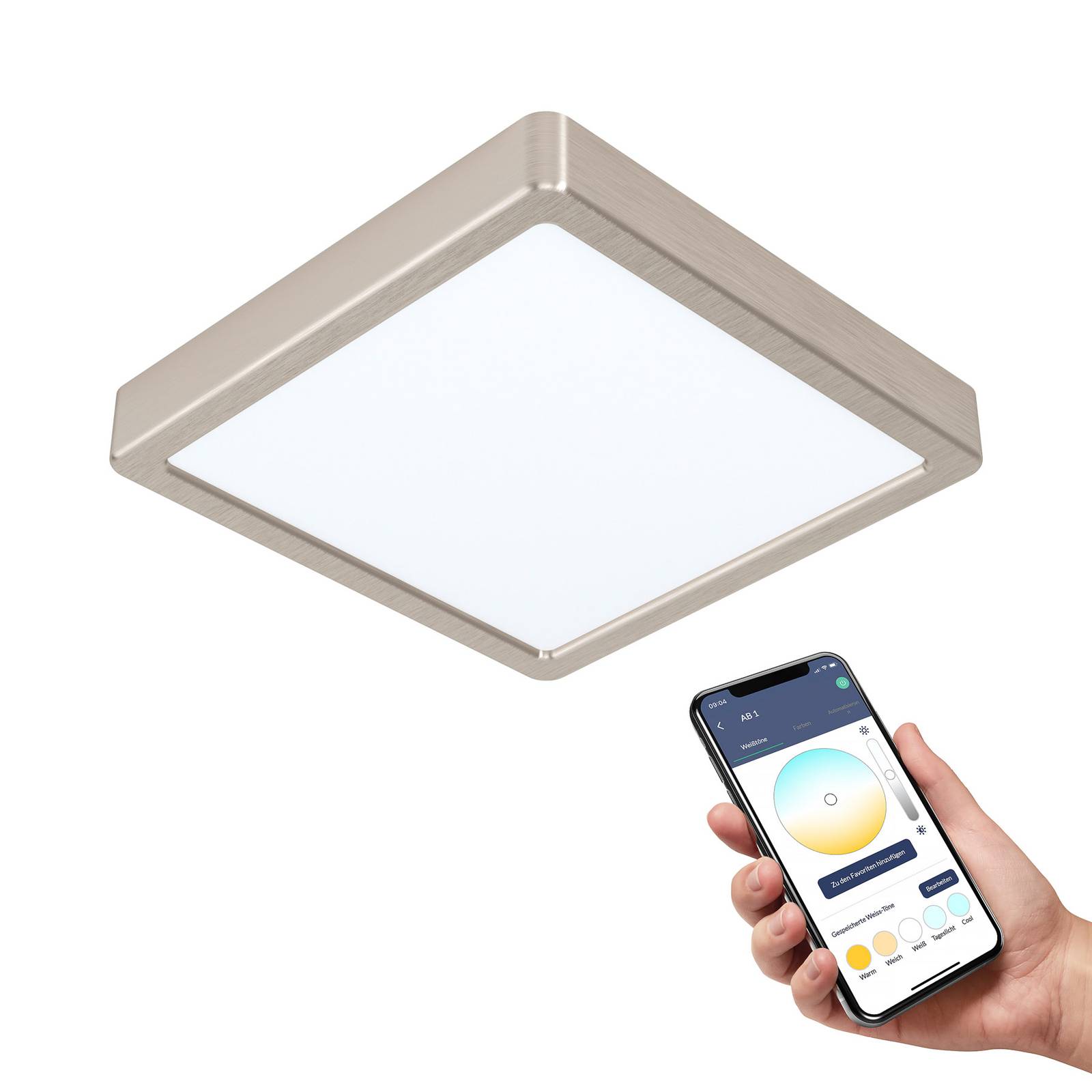 EGLO connect Fueva-Z Deckenlampe 21x21cm nickel EGLO connect Fueva-Z Deckenlampe 21x21cm nickel von EGLO connect