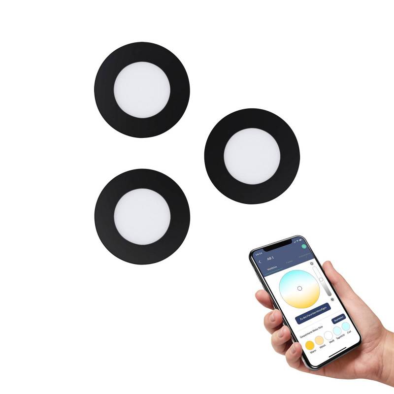 EGLO connect Fueva-Z Einbauleuchte 3er-Set schwarz von EGLO connect