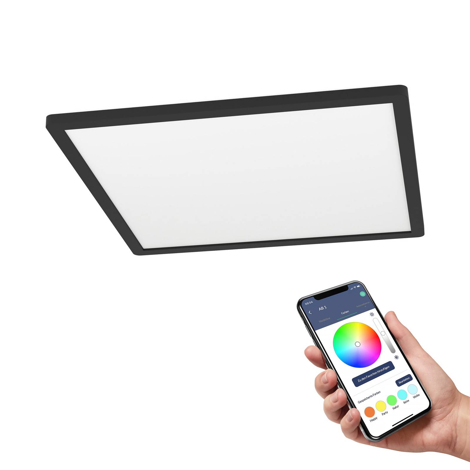 EGLO connect LED-Deckenlampe Rovito-Z, schwarz, 42 x 42 cm EGLO connect LED-Deckenlampe Rovito-Z, schwarz, 42 x 42 cm von EGLO connect
