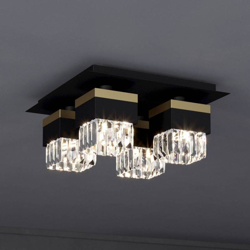 Deckenlampe Barrancas, schwarz/gold, Kristallglas von EGLO