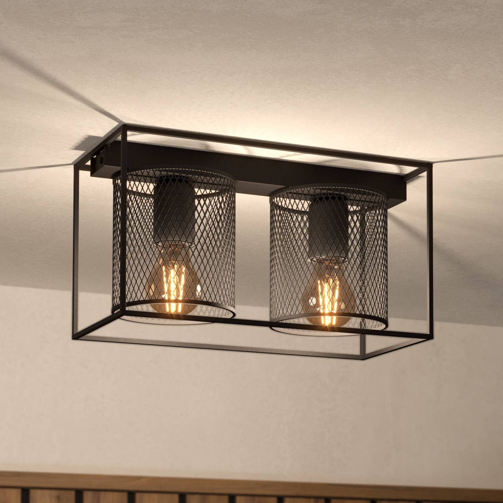 Deckenlampe Catterick, schwarz, zwei Käfigschirme Deckenlampe Catterick, schwarz, zwei Käfigschirme von EGLO