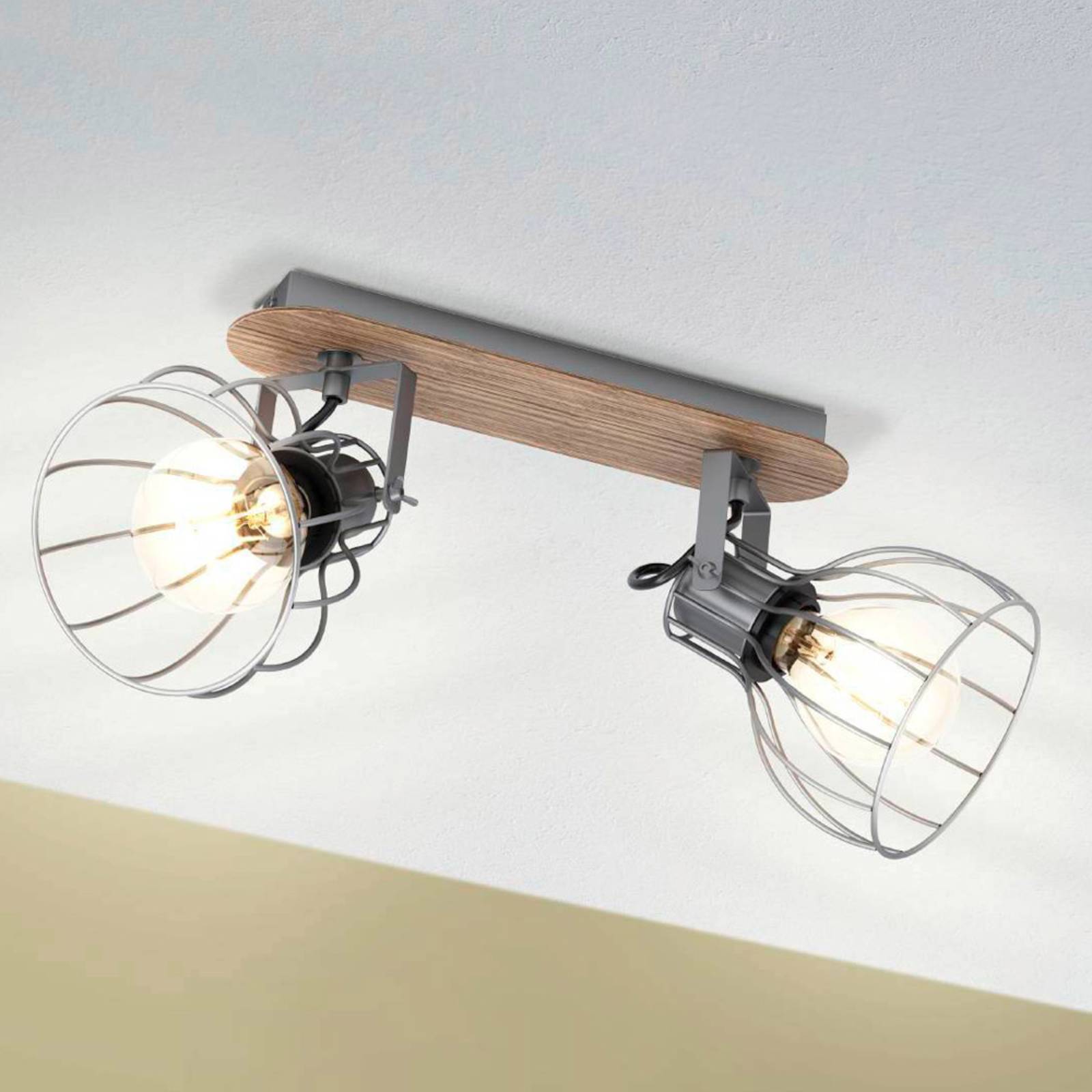 Deckenlampe Sambatello, zweiflammig, braun/silber Deckenlampe Sambatello, zweiflammig, braun/silber von EGLO