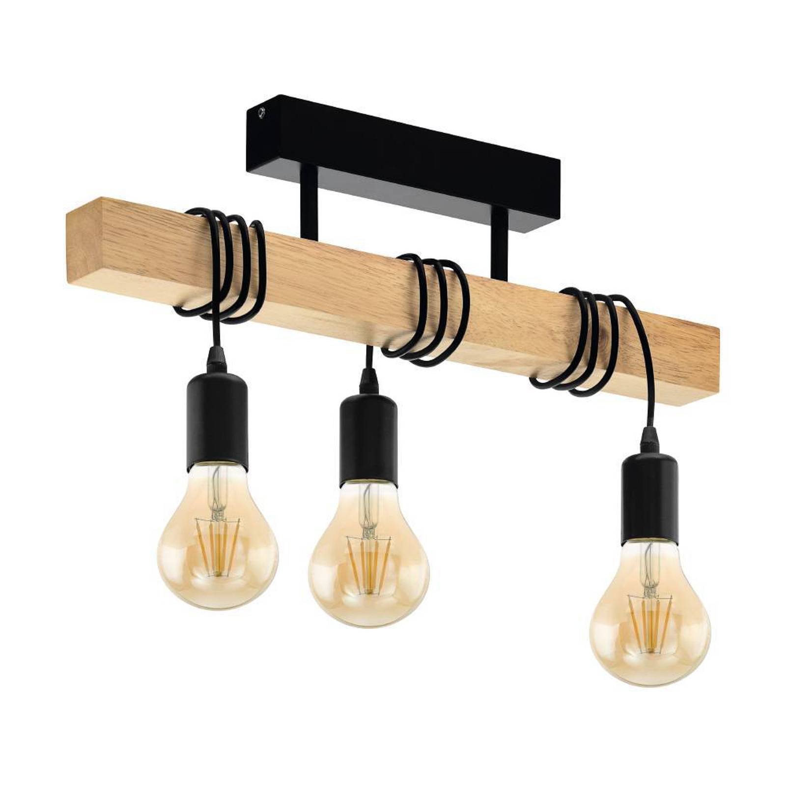 Deckenlampe Townshend aus Holz, 3-flammig schwarz von EGLO