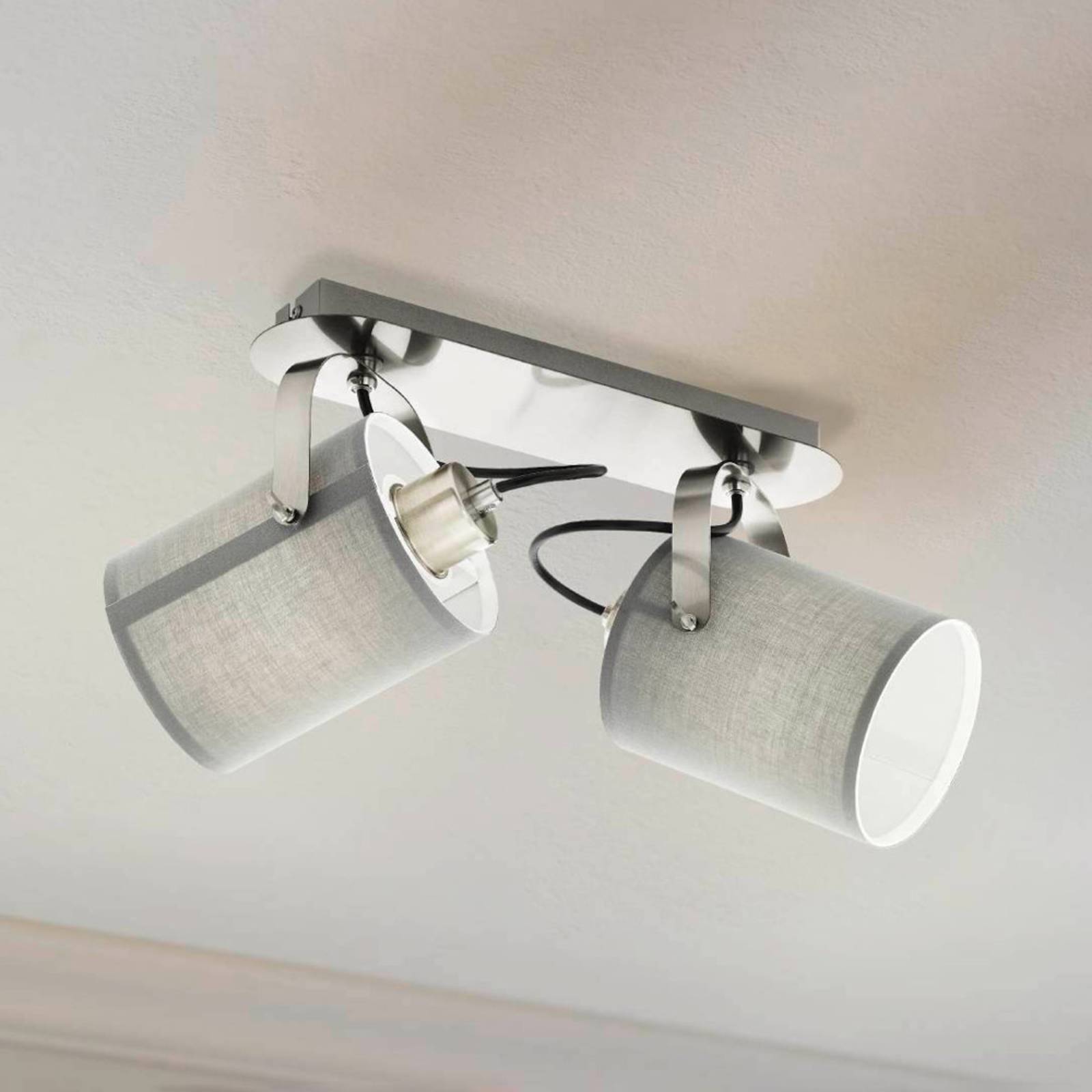 Deckenlampe Villabate mit 2 grauen Textilschirmen Deckenlampe Villabate mit 2 grauen Textilschirmen von EGLO