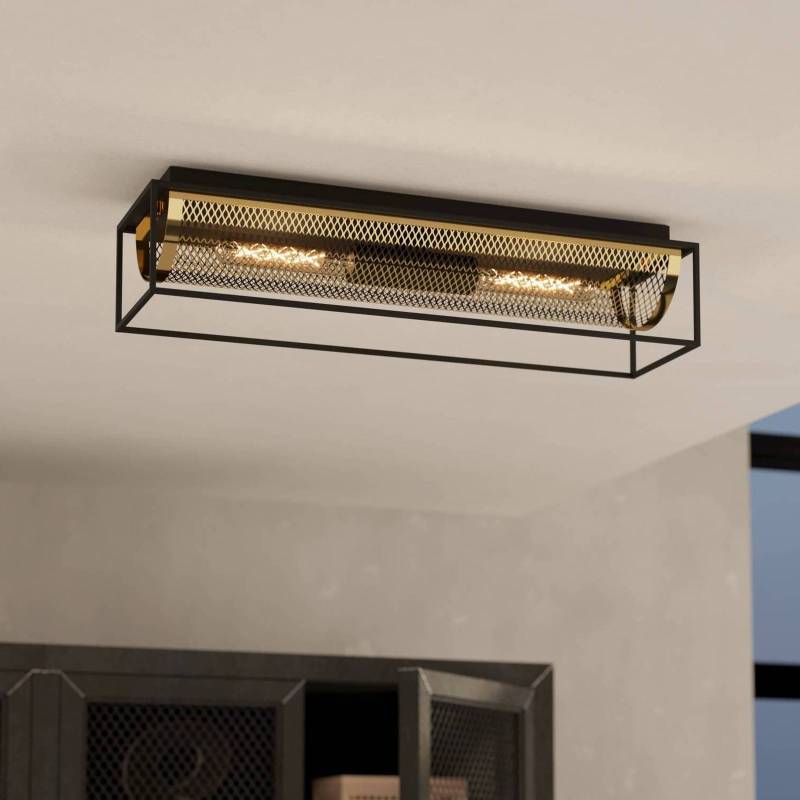 Deckenleuchte Nohales, Länge 64 cm, schwarz/messing, 2-flg. von EGLO
