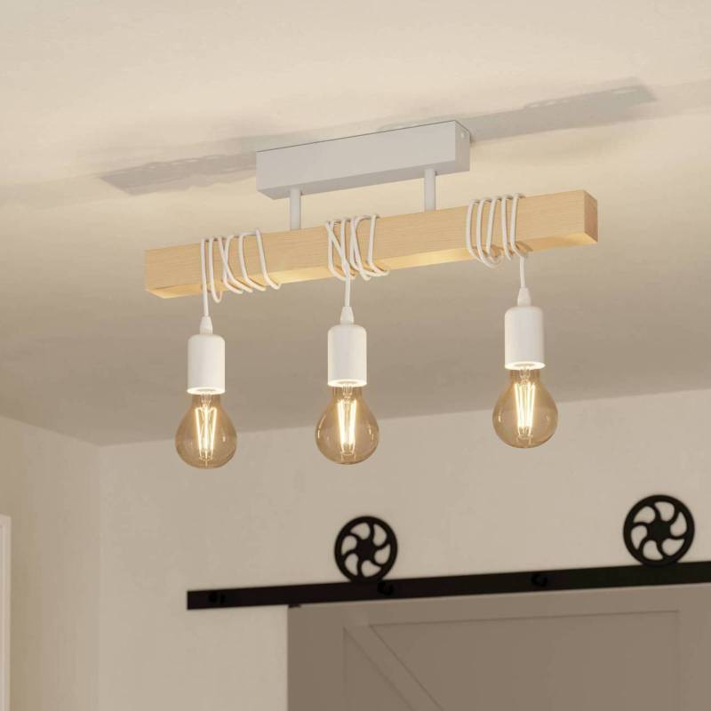 Deckenleuchte Townshend, Länge 55 cm, weiß/eiche, 3-flg. von EGLO