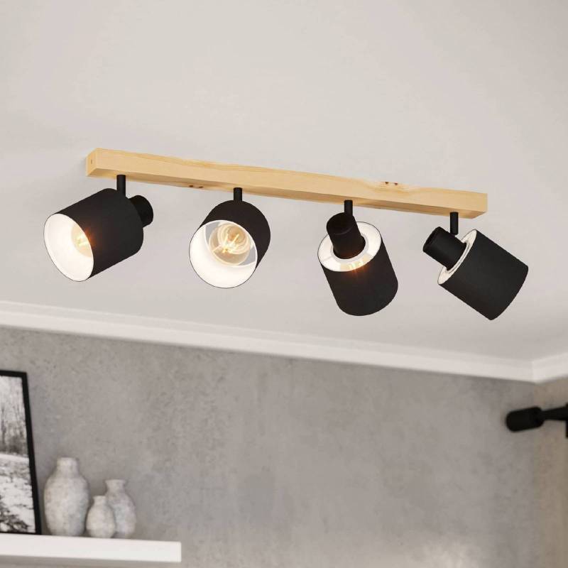 Deckenstrahler Batallas, Länge 63 cm, schwarz/holz, 4-flg. von EGLO