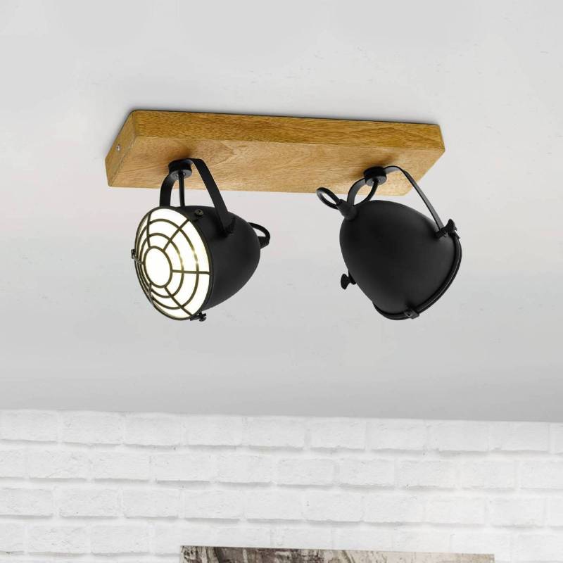 Deckenstrahler Gatebeck, holz/schwarz, 2-flg., Holz von EGLO
