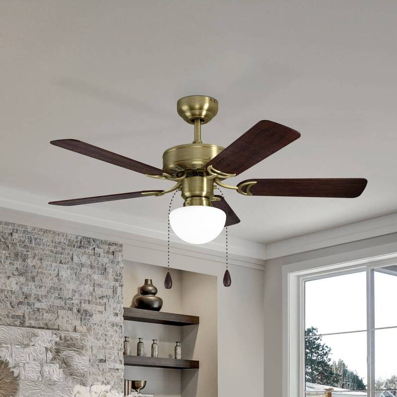 Deckenventilator Cadiz, E27, Zugschalter, altmessing von EGLO