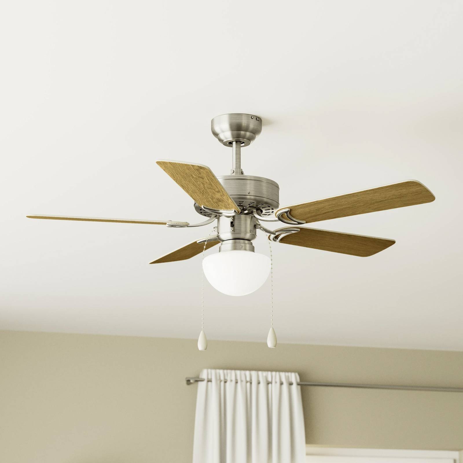 Deckenventilator Cadiz, E27, Zugschalter, nickel matt von EGLO
