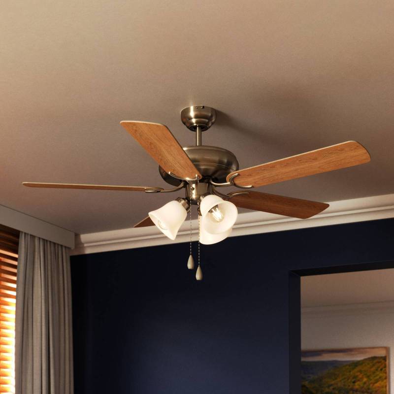 Deckenventilator Las Palmas, 3xE27, Zugschalter, nickel matt von EGLO