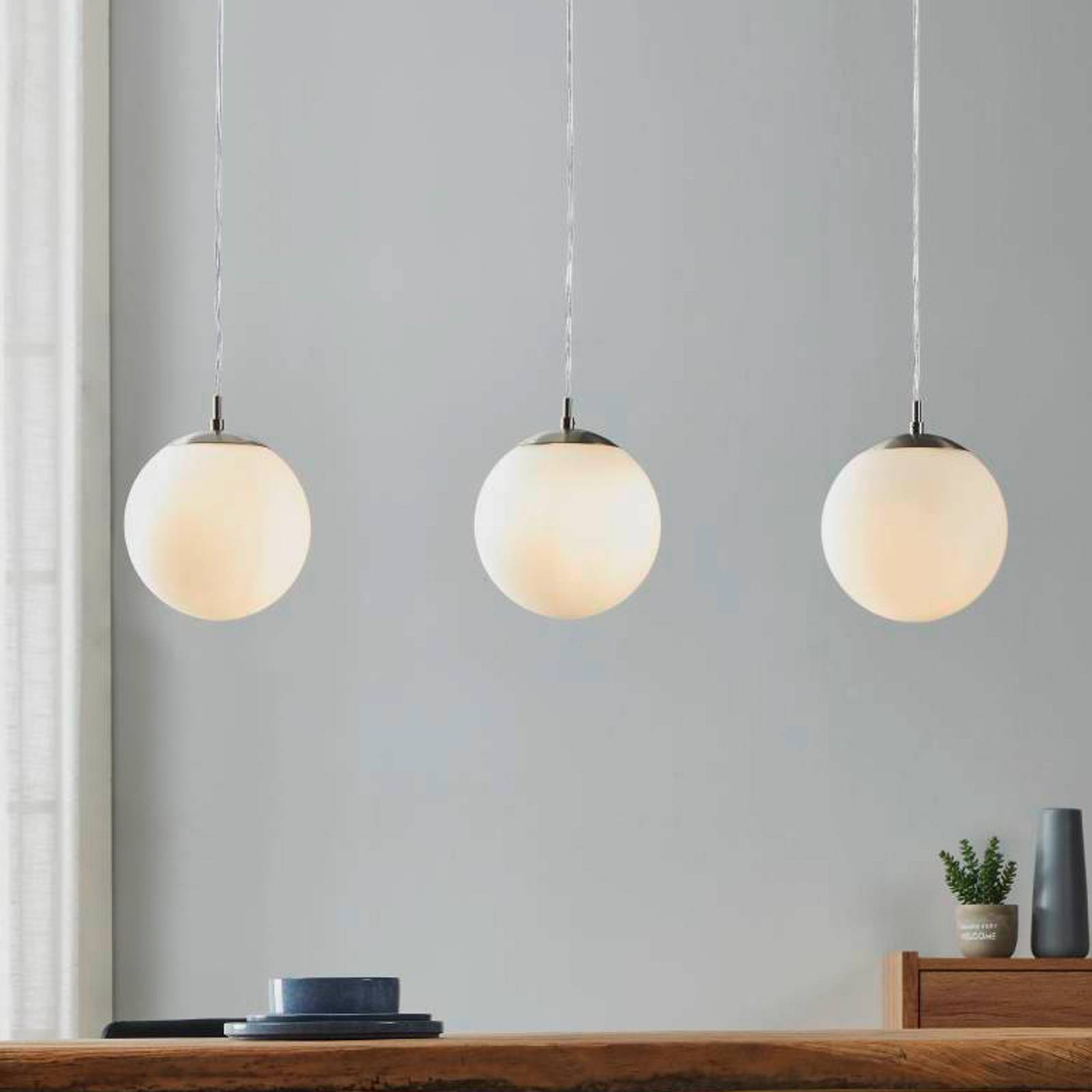 EGLO Rondo Hängeleuchte, dreiflammig, nickel/weiß EGLO Rondo Hängeleuchte, dreiflammig, nickel/weiß von EGLO