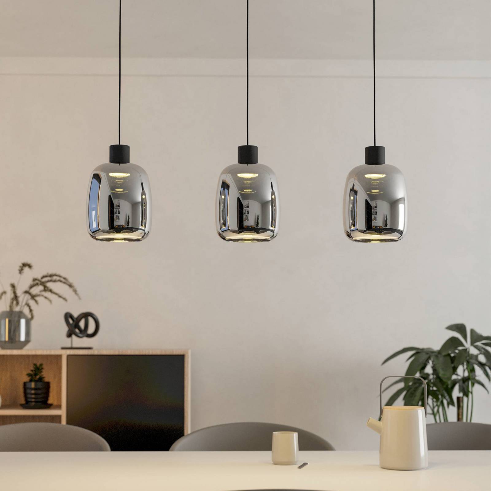 EGLO connect LED-Hängelampe Molochio-Z, 3-fl., schwarz, klar EGLO connect LED-Hängelampe Molochio-Z, 3-fl., schwarz, klar von EGLO
