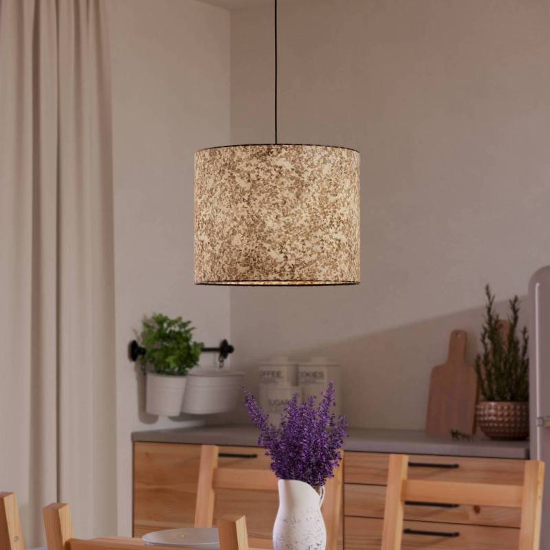 Hängelampe Butterburn, Ø 36 cm, beige/grün, Stoff von EGLO