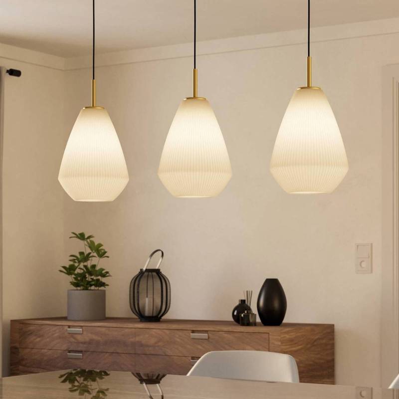 Hängelampe Caprarola, Länge 90 cm, sandfarben, 3-flg., Glas von EGLO