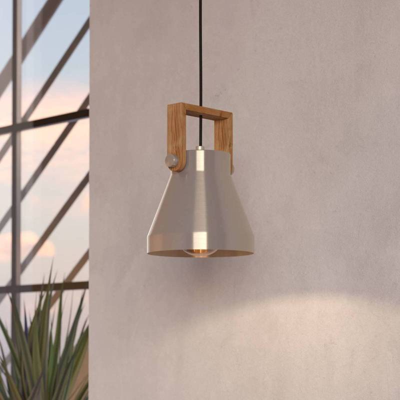 Hängelampe Cawton, Ø 16 cm, stahl/braun, Stahl/Holz von EGLO
