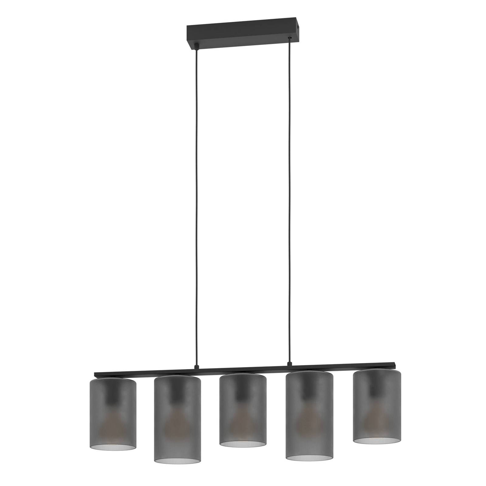 Hängelampe Colomera, Länge 80 cm schwarz/grau, 5-flg., Glas Hängelampe Colomera, Länge 80 cm schwarz/grau, 5-flg., Glas von EGLO