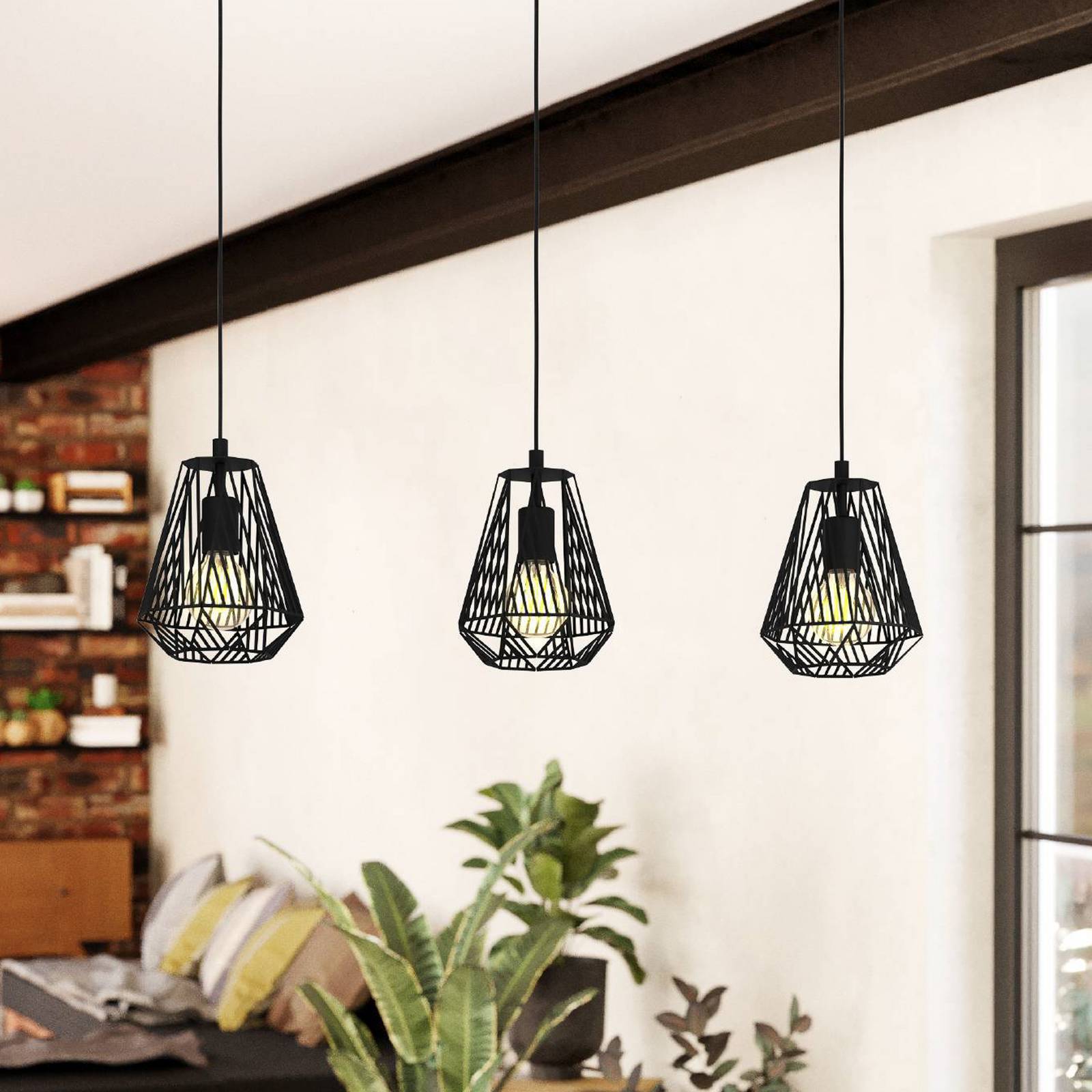 Hängelampe Stype, schwarz, Länge 96 cm, Stahl, 3-flg. Hängelampe Stype, schwarz, Länge 96 cm, Stahl, 3-flg. von EGLO