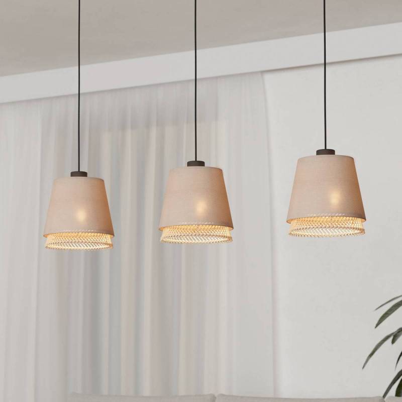 Hängelampe Tabley, schwarz/naturfarben, 89 cm, Stoff, 3-flg. von EGLO