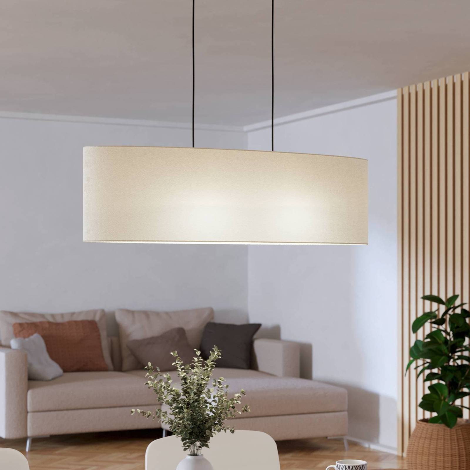 Hängeleuchte Febres, Länge 78 cm, schwarz/weiß, Stoff von EGLO