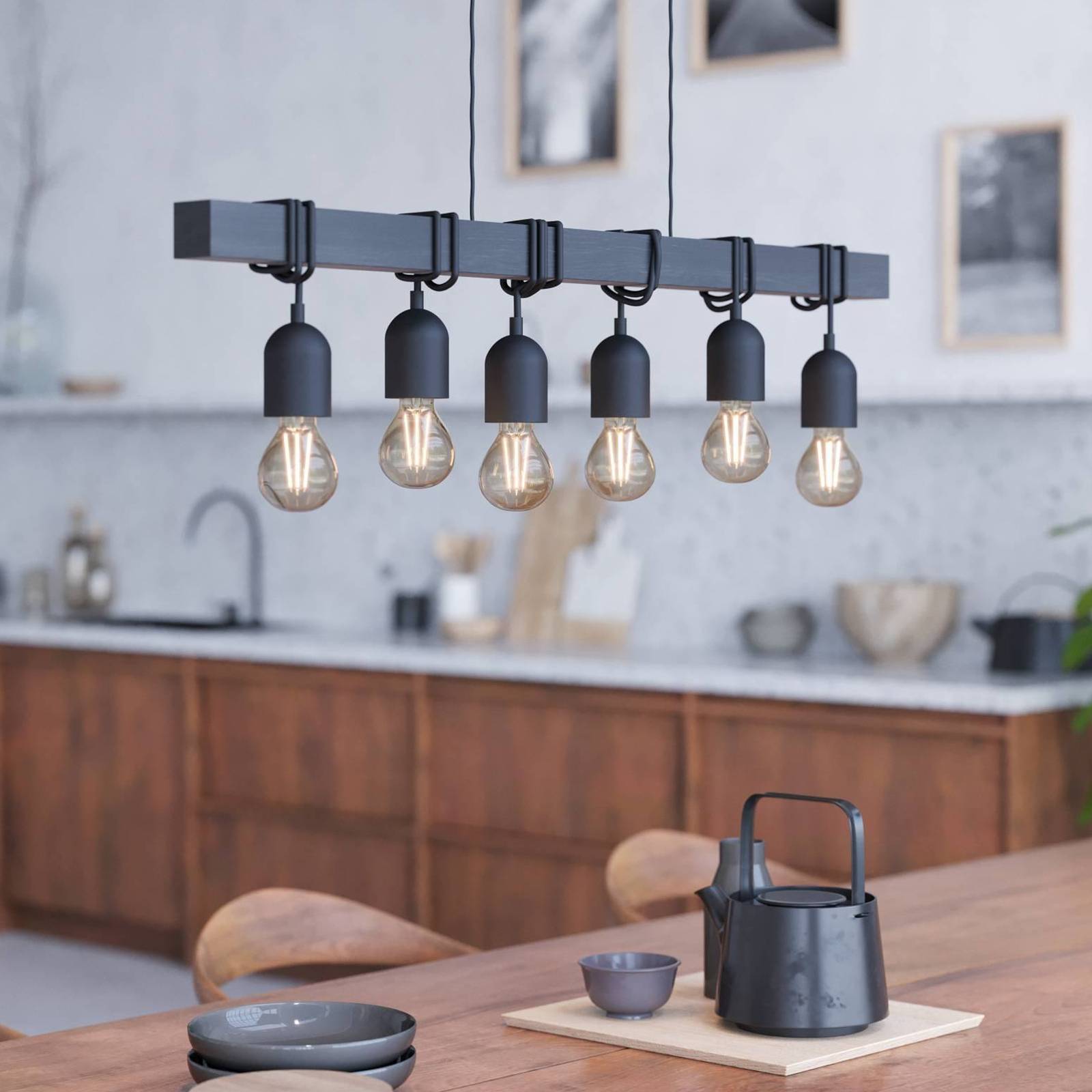 Hängeleuchte Townshend, Länge 100 cm schwarz, 6-flg. Hängeleuchte Townshend, Länge 100 cm schwarz, 6-flg. von EGLO