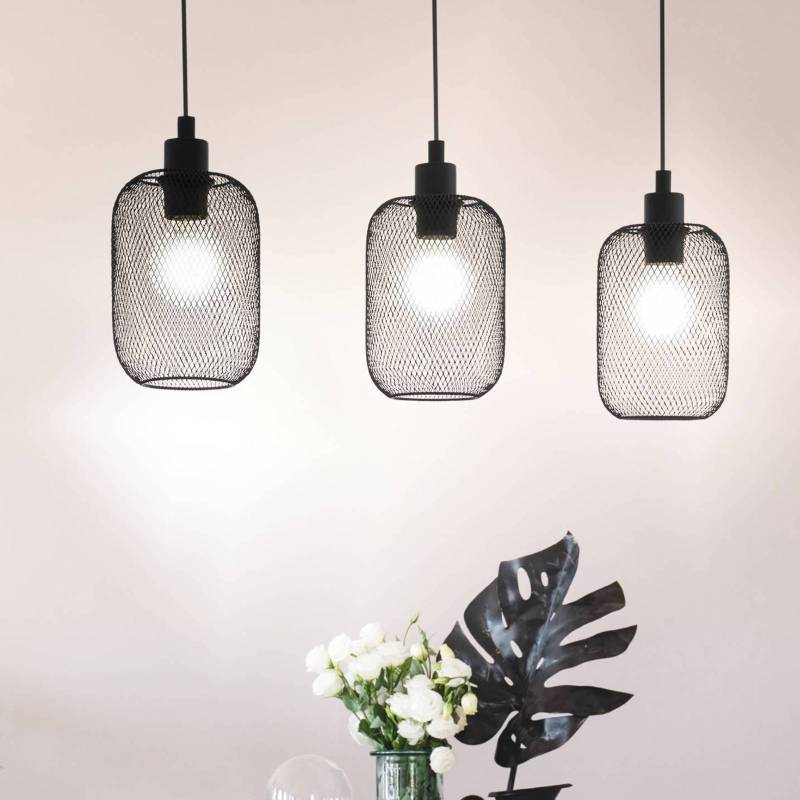 Hängeleuchte Wrington, Länge 74 cm, schwarz, 3-flg., Stahl von EGLO
