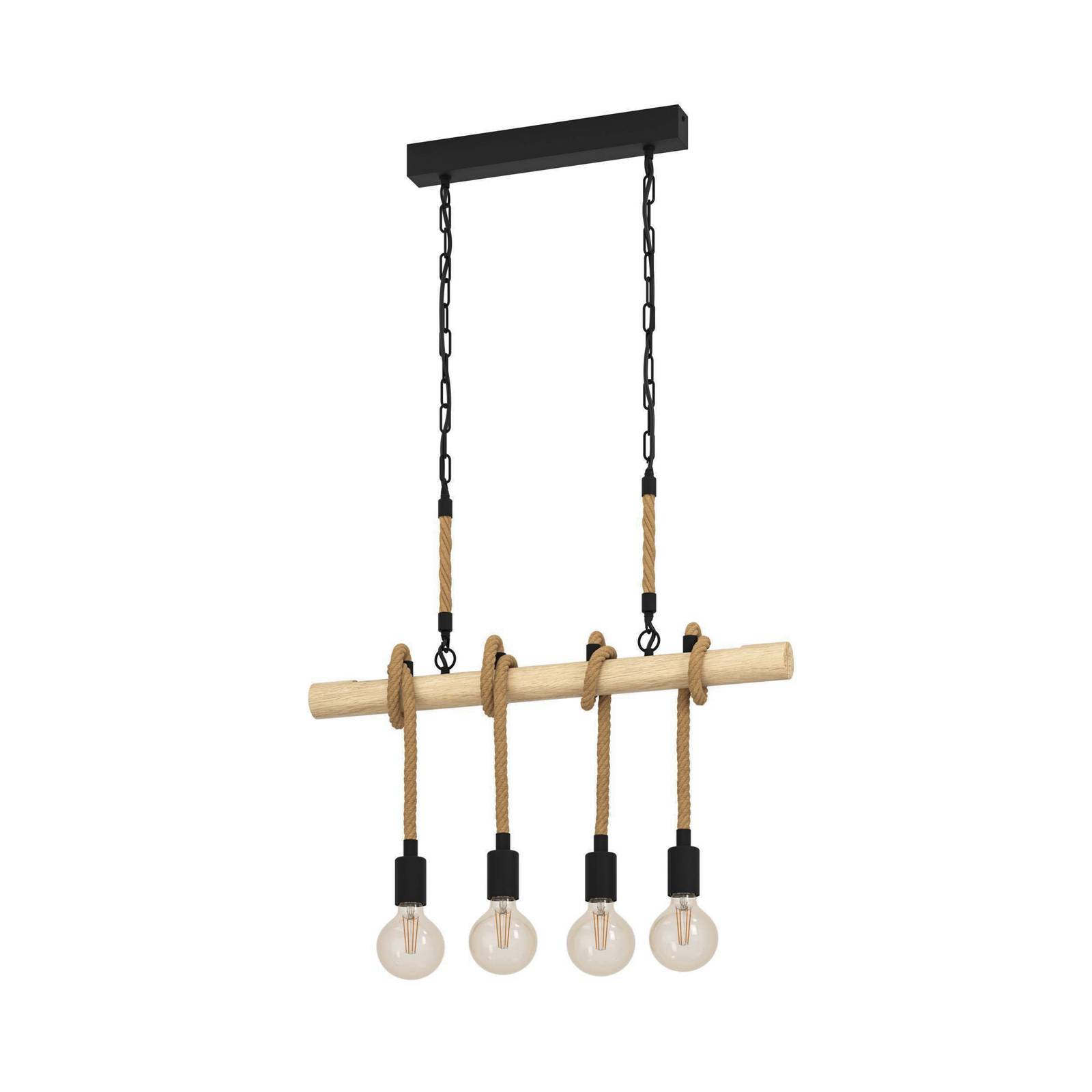 Hängeleuchte Youngstown, Länge 70 cm, schwarz/braun, 4-flg. Hängeleuchte Youngstown, Länge 70 cm, schwarz/braun, 4-flg. von EGLO