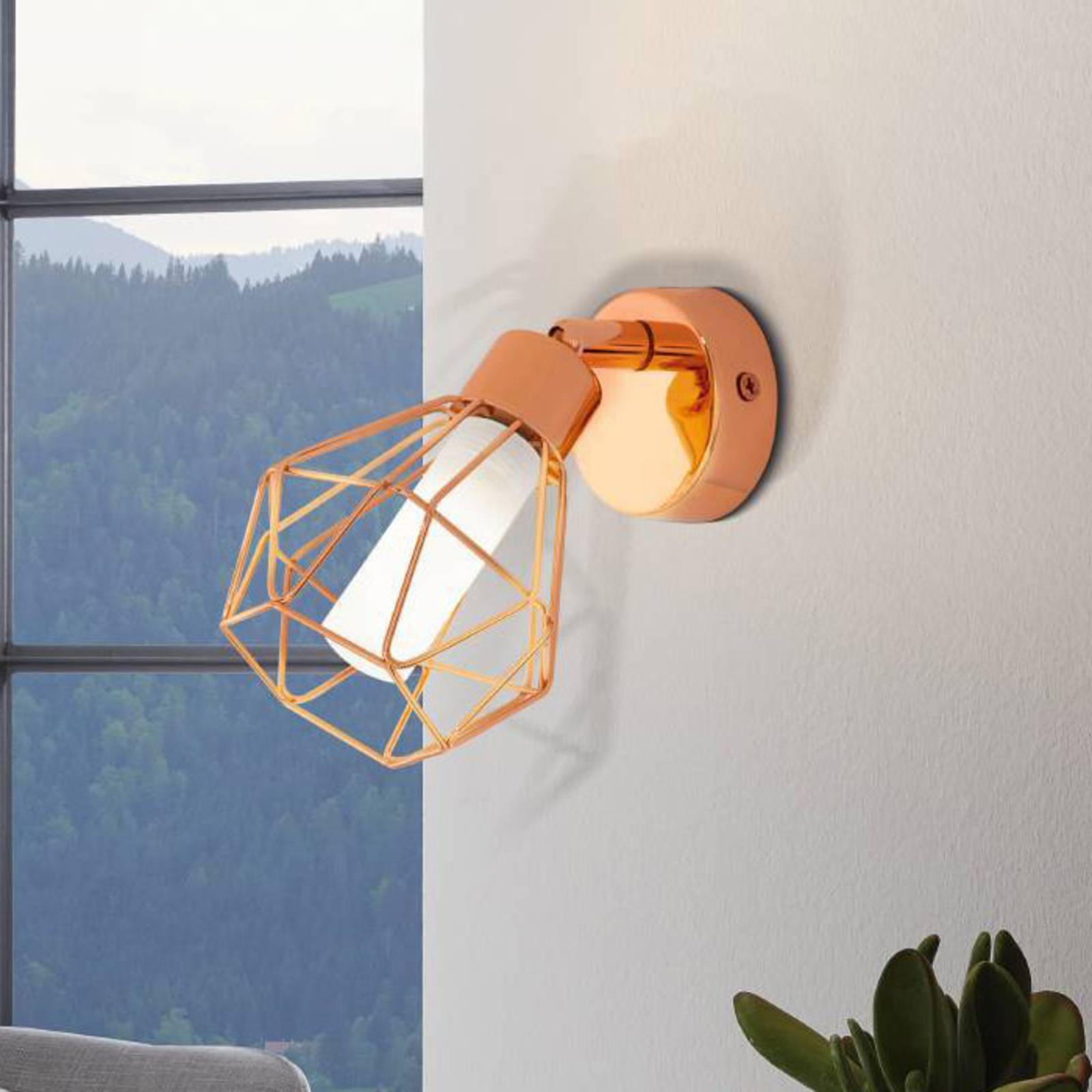 Kupferfarbene LED-Wandleuchte Zapata im Käfiglook Kupferfarbene LED-Wandleuchte Zapata im Käfiglook von EGLO