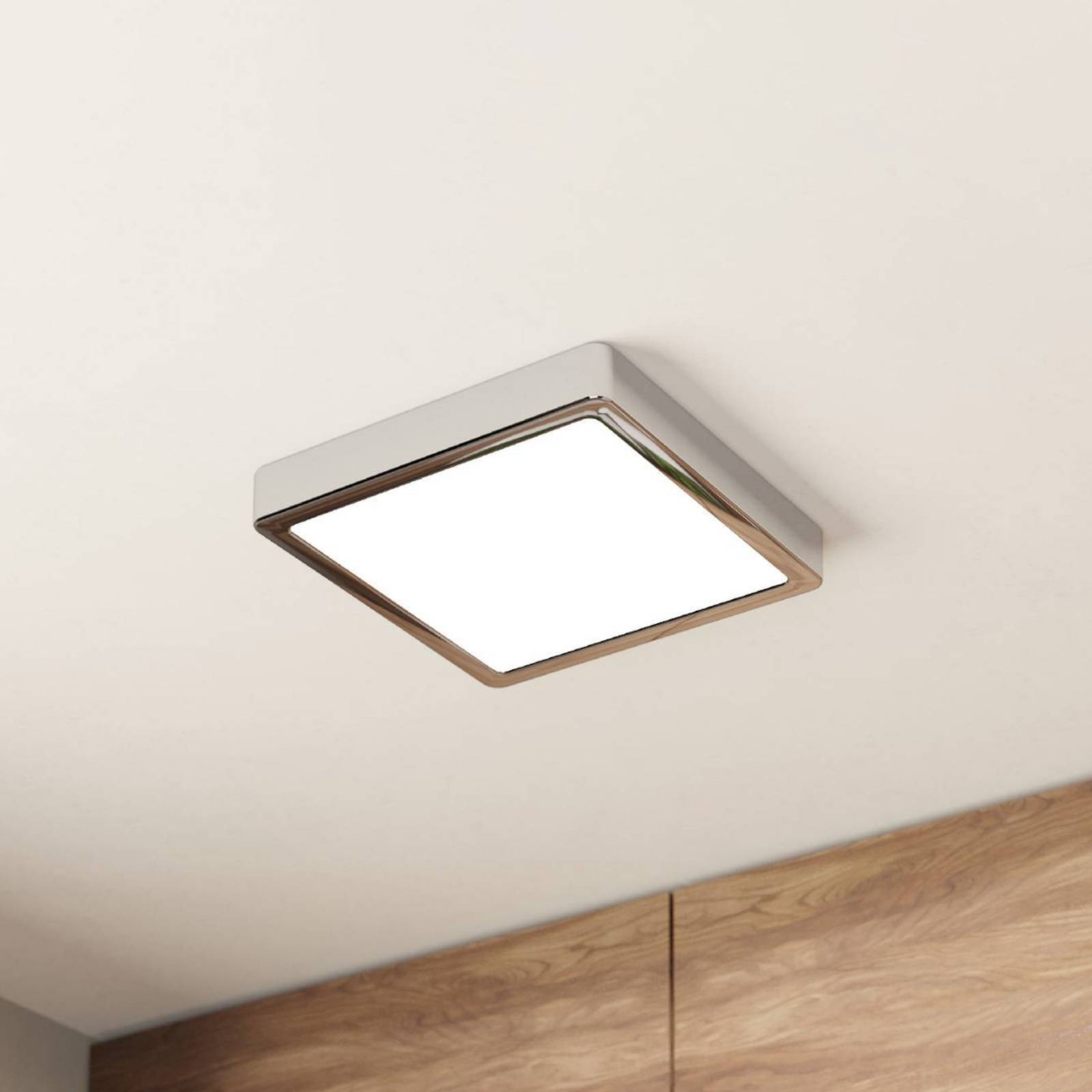 LED-Deckenlampe Fueva 5 IP44 3000K chrom 21x21cm LED-Deckenlampe Fueva 5 IP44 3000K chrom 21x21cm von EGLO