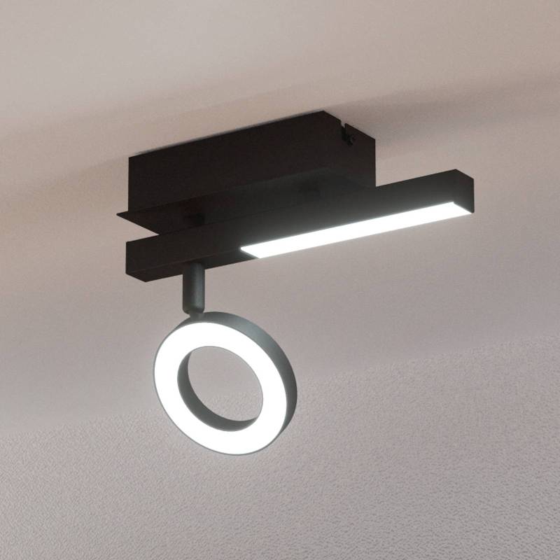 LED-Deckenspot Cardillio 2 schwarz mit einem Ring von EGLO
