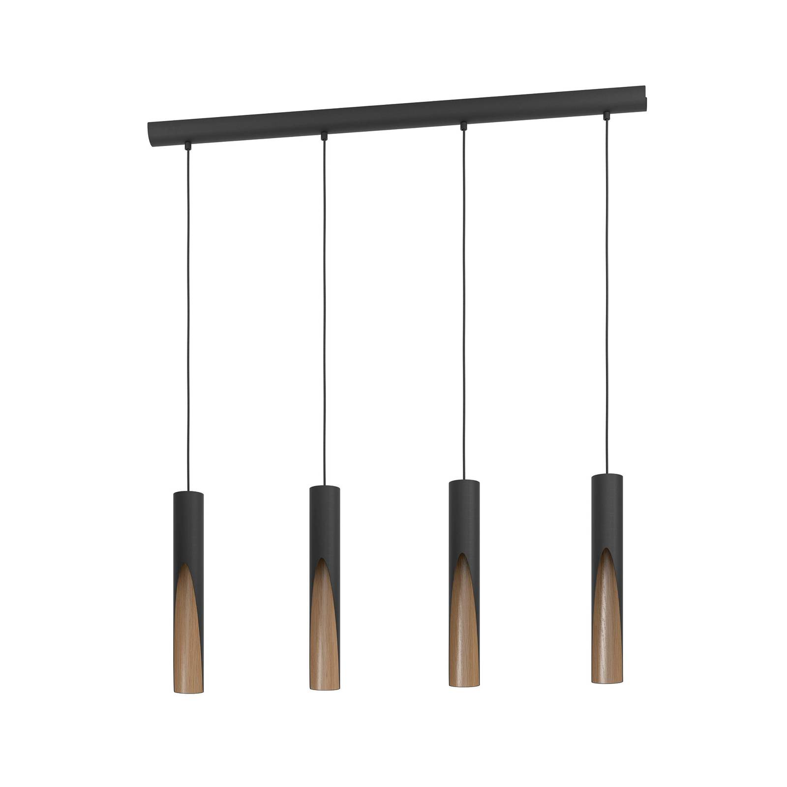 LED-Hängelampe Barbotto in Schwarz/Eiche, 4fl. LED-Hängelampe Barbotto in Schwarz/Eiche, 4fl. von EGLO