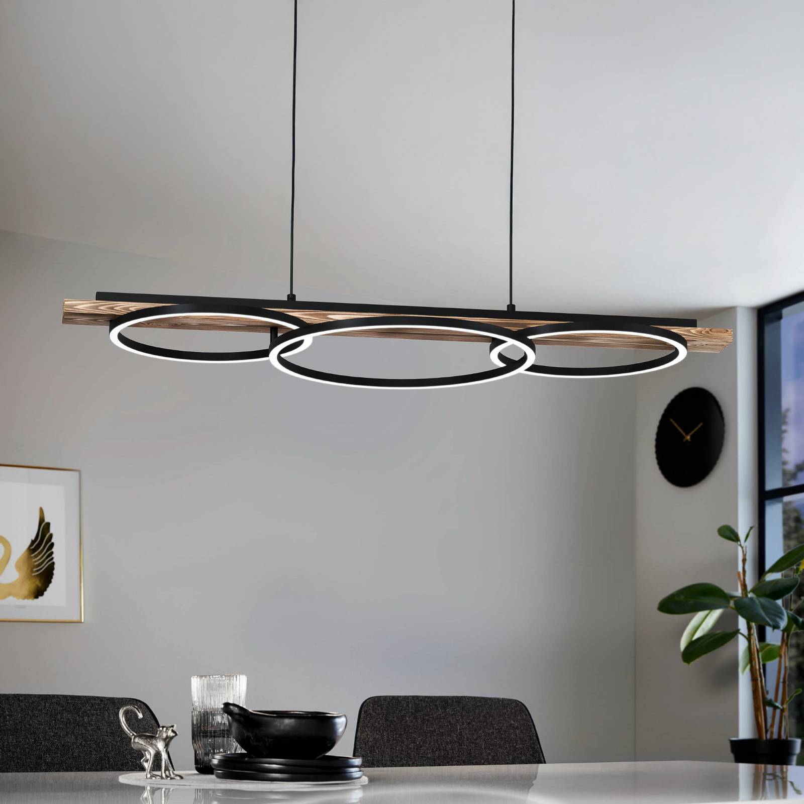 LED-Pendellampe Boyal, braun, Länge 101 cm, Holz, 3-flg. LED-Pendellampe Boyal, braun, Länge 101 cm, Holz, 3-flg. von EGLO