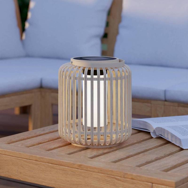 LED-Soalar-Laterne Marliano, Höhe 24 cm, holz hell, Holz von EGLO