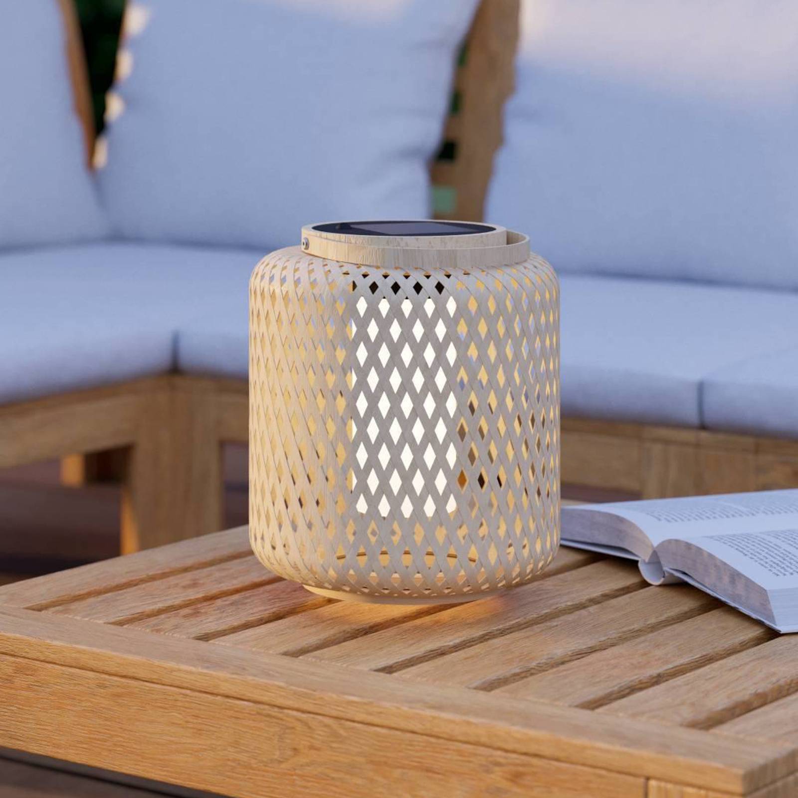 LED-Solar-Laterne Marliano, Geflecht, Höhe 24 cm, holz, Holz von EGLO