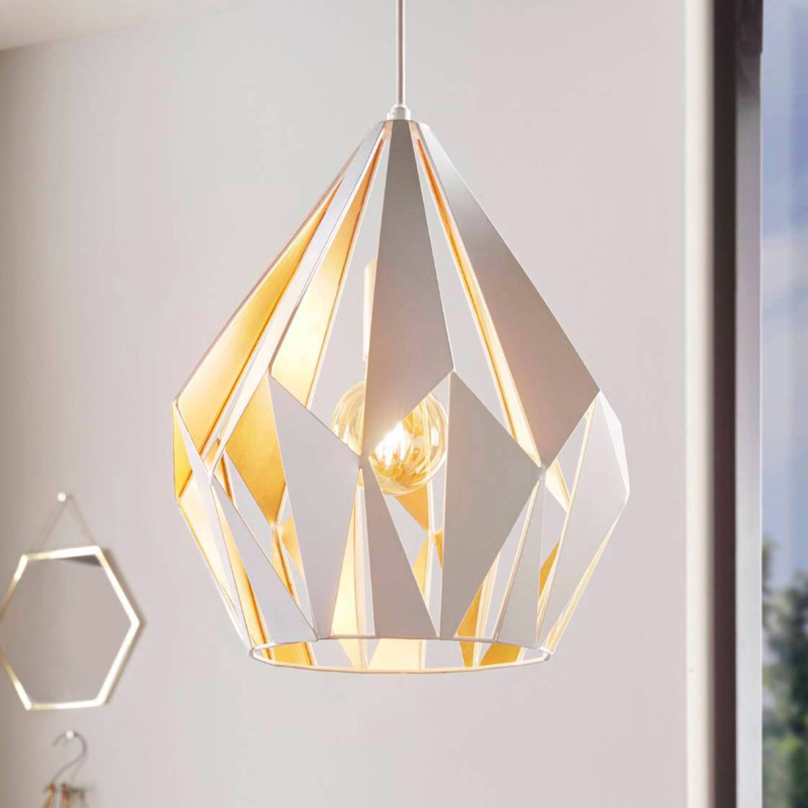 Pendellampe Carlton, weiß-gold, Ø 31cm Pendellampe Carlton, weiß-gold, Ø 31cm von EGLO