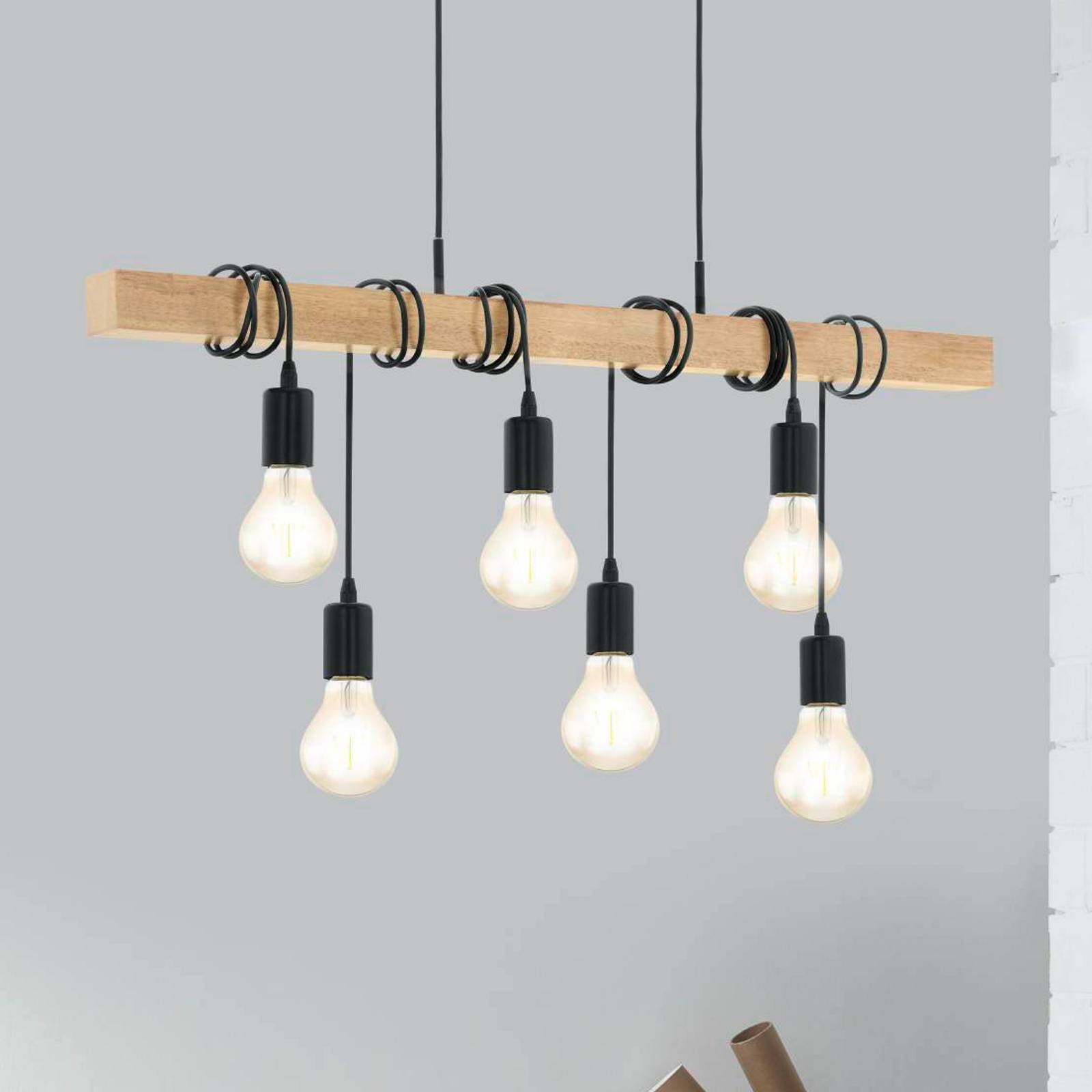 Pendellampe Townshend mit Holz, sechsflammig Pendellampe Townshend mit Holz, sechsflammig von EGLO