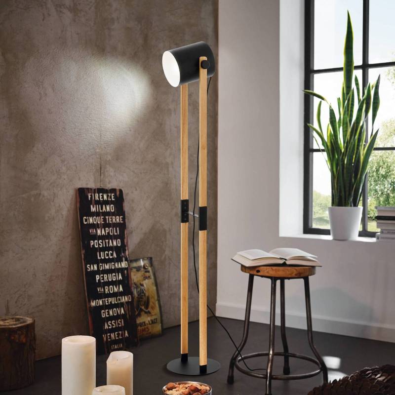 Stehleuchte Hornwood, Höhe 140 cm, schwarz/braun, Stahl von EGLO
