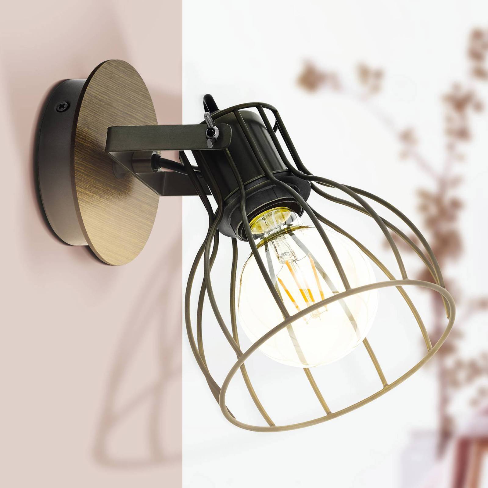 Wandlampe Sambatello, einflammig, braun/silber Wandlampe Sambatello, einflammig, braun/silber von EGLO
