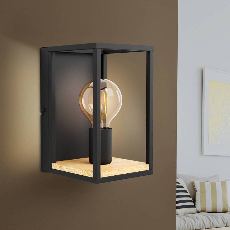 Wandleuchte Libertad, Breite 14 cm, schwarz/holz, Stahl von EGLO