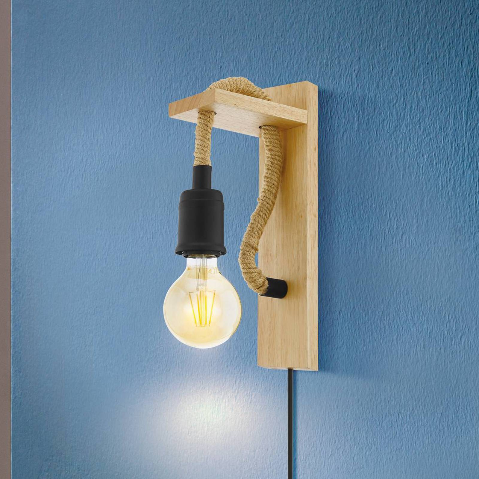 Wandleuchte Rampside aus Holz und Seil, schirmlos Wandleuchte Rampside aus Holz und Seil, schirmlos von EGLO